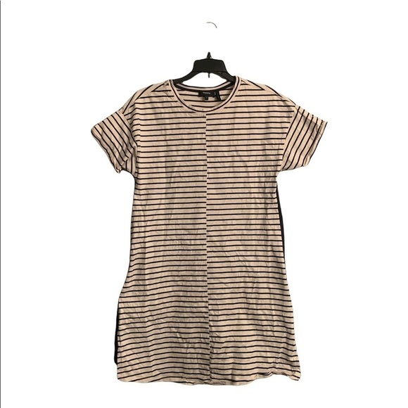 Theory Relaxed Combo Stripe Shift Dress Cream Ecru & Deep Navy Size Small - Picture 2 of 6